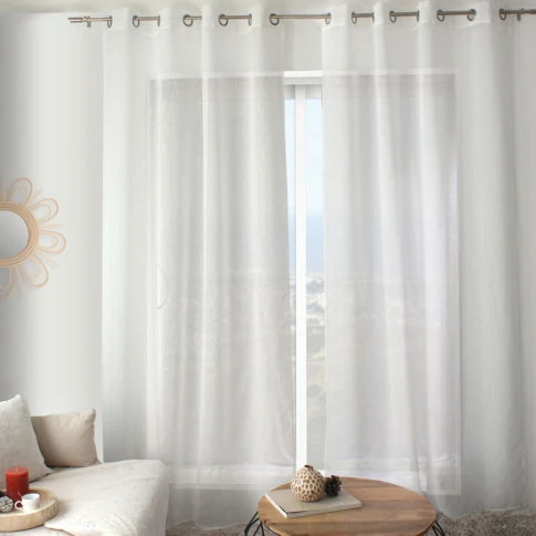 Voilage plumetis effet lin avec œillets 140 x 240 cm ECRU