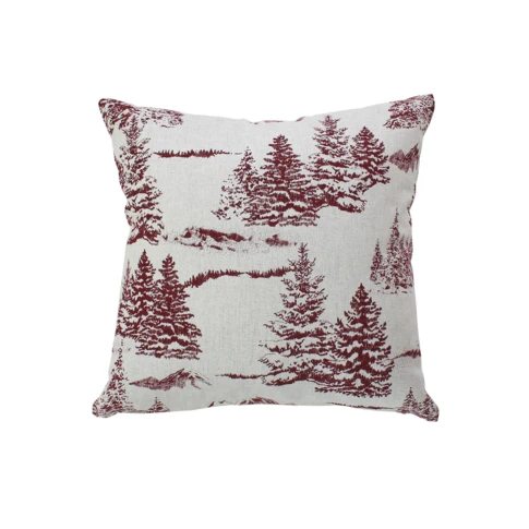 Coussin décoratif déhoussable style montagne 40 x 40 cm Rouge