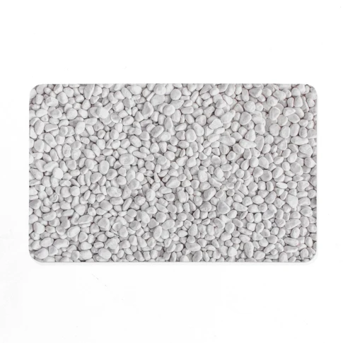 Tapis de bain ultra-absorbant imprimé galet antidérapant 50 x 80 cm GRIS