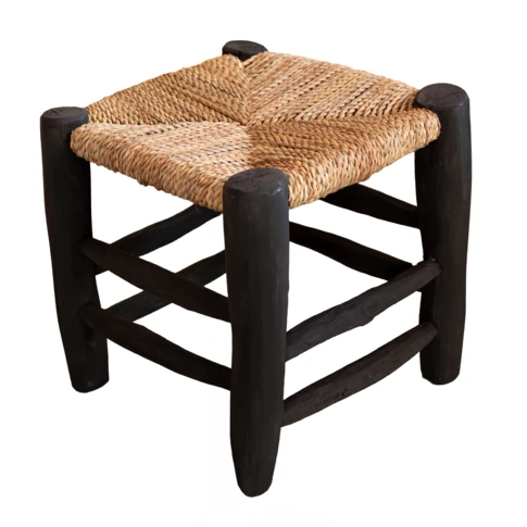 Tabouret marocain noir en bois