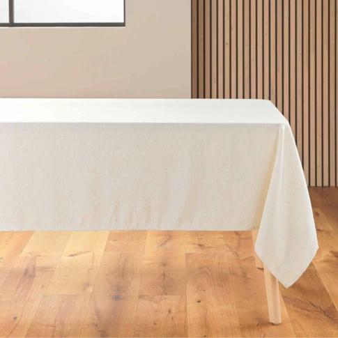 Nappe rectangle en poly-lin avec finition ourlet 140 x 240 cm NATUREL