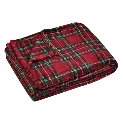 Plaid à carreaux écossais en polaire