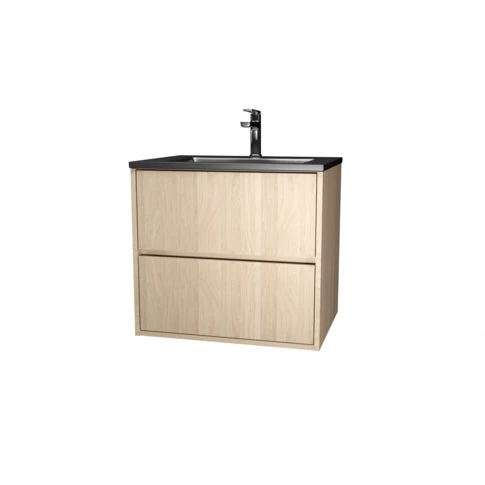 Meuble de salle de bains suspendu 2 tiroirs avec vasque 0 cm Noir