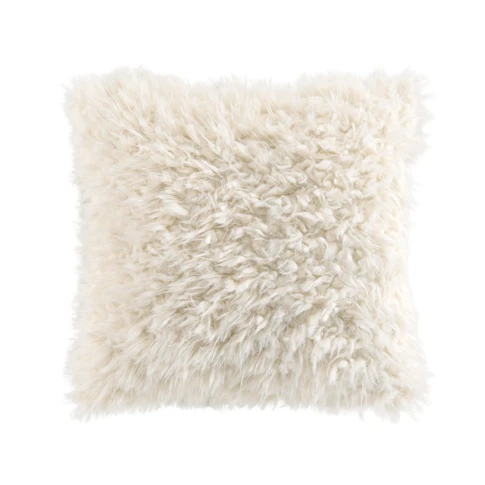 Coussin doux en imitation fourrure avec housse amovible 45 x 45 CM NATUREL