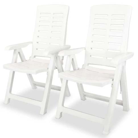 Lot de 2 chaises de jardin inclinables pliables 60 x 60 x 110 cm Blanc