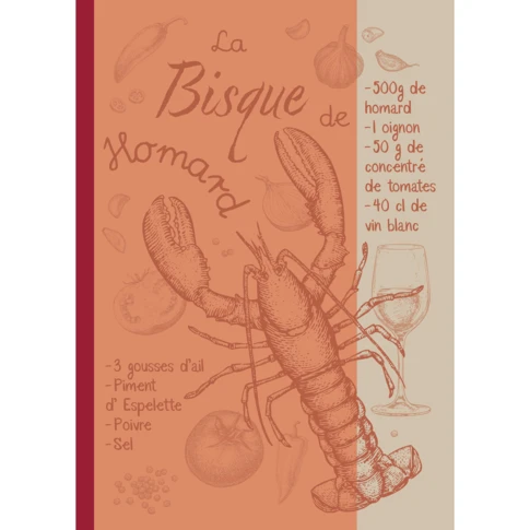 Torchon en coton motif homard cuisine 50 x 70 cm Terracotta