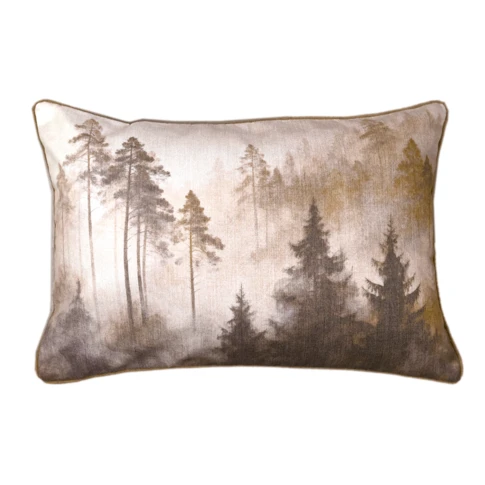 Coussin réversible motif aquarelle forêt