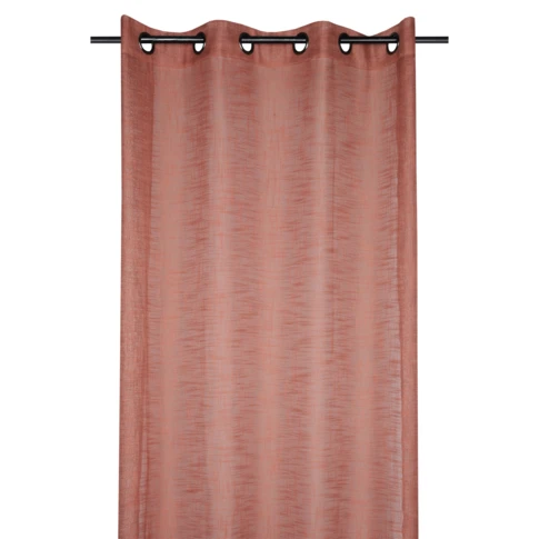 Voilage uni à œillets effet lin 135 x 260 cm Terracotta