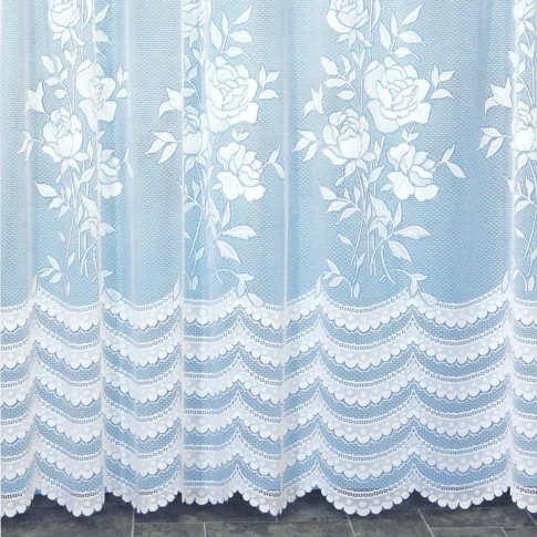 Panneau droit roses en dentelle modulable avec ruban fronceur 175 x 180 cm Blanc