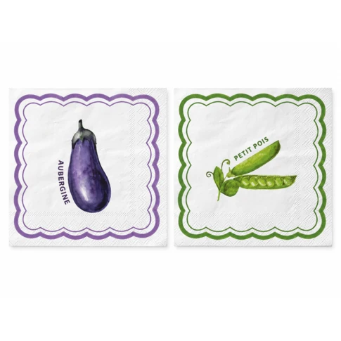 Serviette papier aubergine petit pois x20 33 x 33 cm Violet