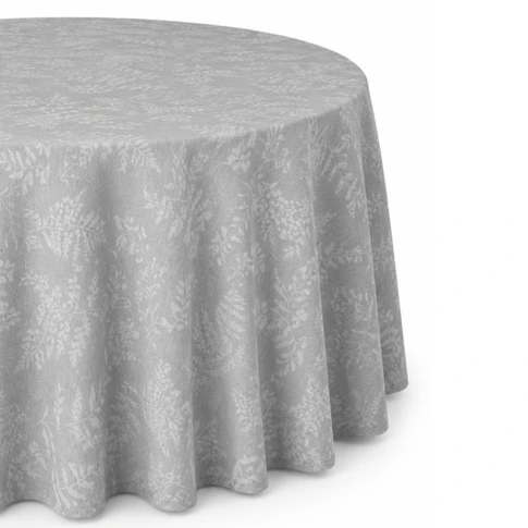 Nappe ronde en polycoton jacquard enduit anti-tache 150 cm Gris Galet