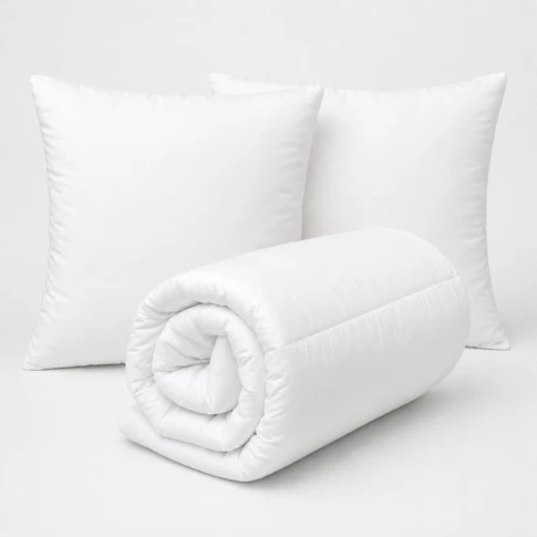 Lot couette chaude premium anti-acariens + 2 oreillers respirant