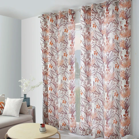 Rideau à oeillets coloré motif exotique