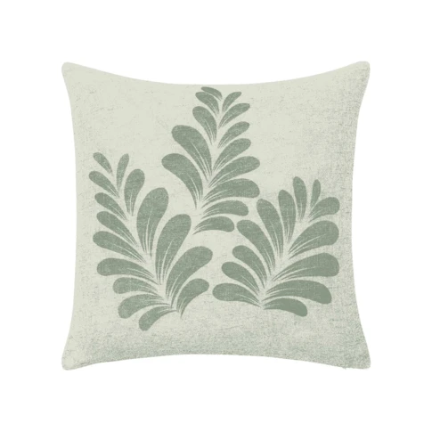 Coussin polylin imprimé feuillage 45 x 45 cm VERT