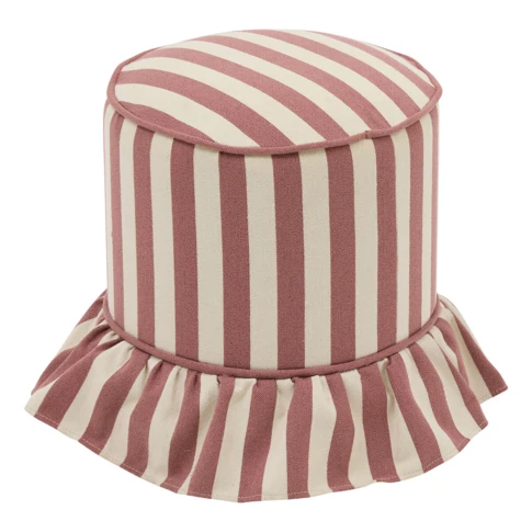Pouf rond à rayures avec volant  35 x 35 x 40 cm ROSE