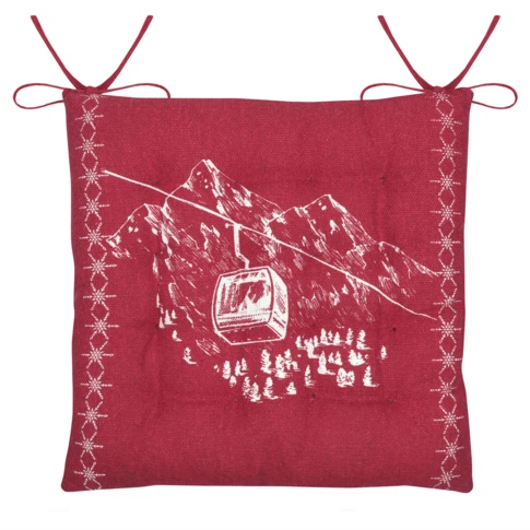 Galette de chaise inspiration montagne télécabine 38 x 38 cm ROUGE