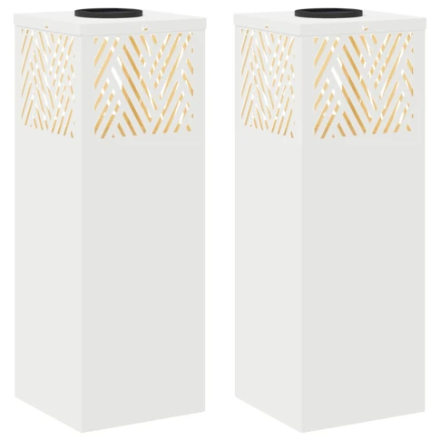 Lampe de chemin solaire LED extérieur 20 x 20 x 50 cm Blanc