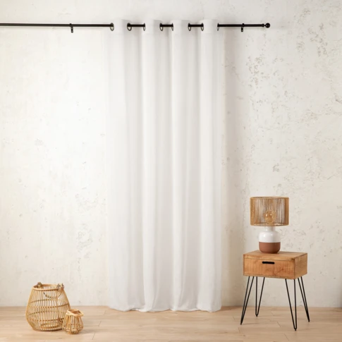 Voilage en polycoton chiné 160 x 260 cm Blanc