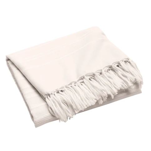 Plaid coton à franges grand format 220 x 240 cm NATUREL