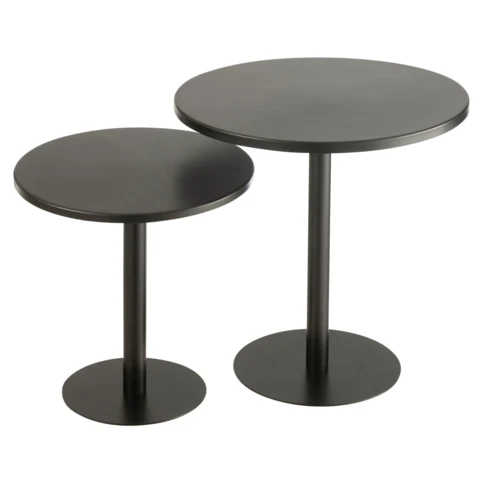 Lot de 2 tables basses gigognes en aluminium noir 50 cm Noir Mat