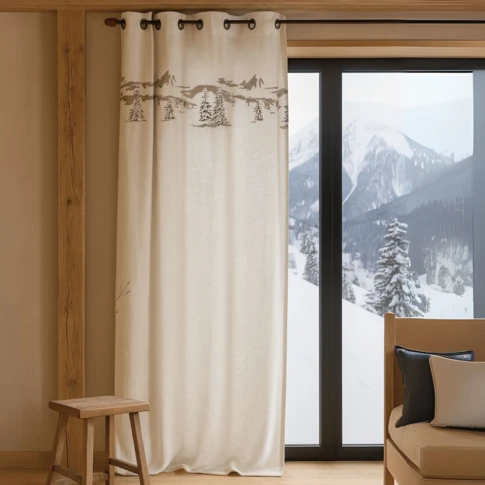 Gardine mit Ösen Bergmotiv