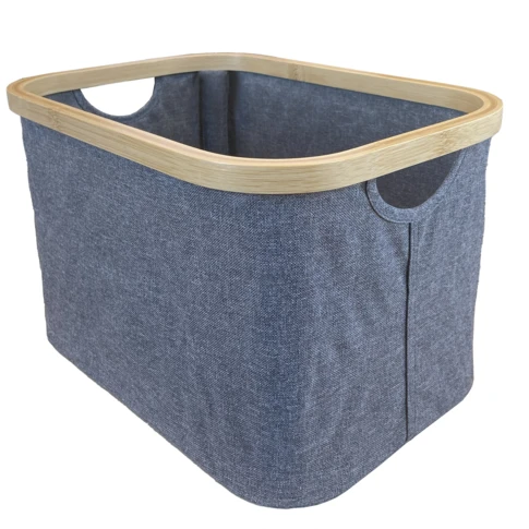 Panière pliante en tissu et bambou  0 cm Noir