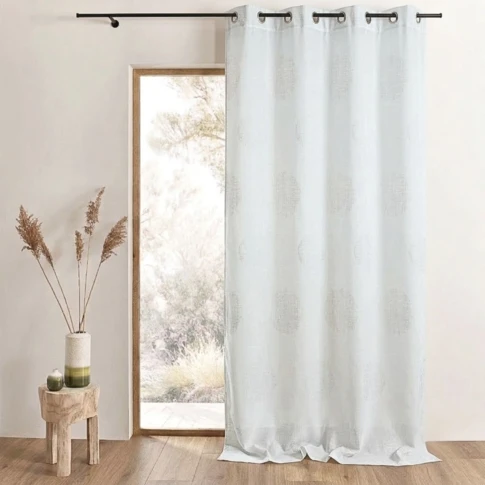 Rideau en jacquard à imprimés "rond" blanc