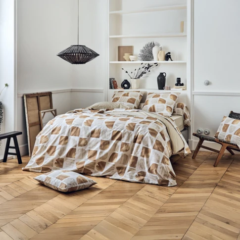 Drap plat en coton à motif graphique