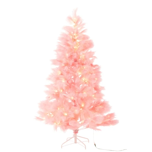 SAPIN DE NOËL 400 LED PAMPA MÉTAL ROSE CLAIR 130 x 130 x 210 cm Rose