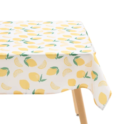 Nappe rectangle anti tache imprimée citron 140 x 240 cm Jaune