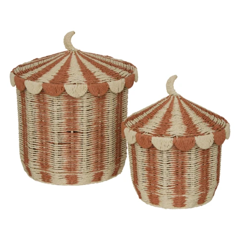Set de 2 paniers de rangement avec couvercle 38 x 38 x 42 cm Rouge
