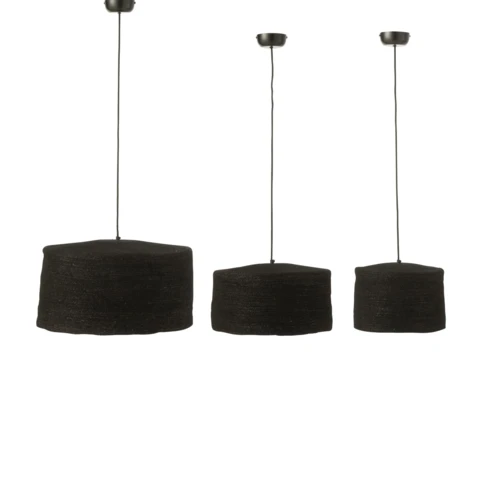 Lot de 3 suspensions en rotin 50 cm noir