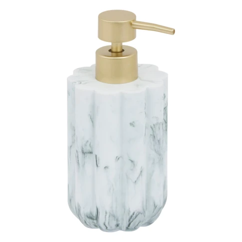 Distributeur de savon effet marbre 8 x 8 x 18 cm Blanc