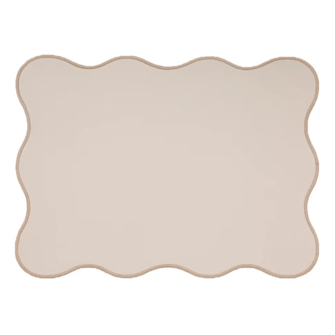Set de table rectangulaire unis et bords ondulés 33 x 45 cm Beige