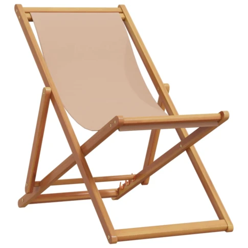 Chaise de plage pliante en bois avec dossier réglable 0 cm Taupe