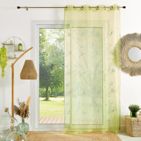 Voilage Organza Brodé fil satiné