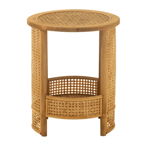 Table basse salon rotin à double plateaux 40 x 40 cm Naturel