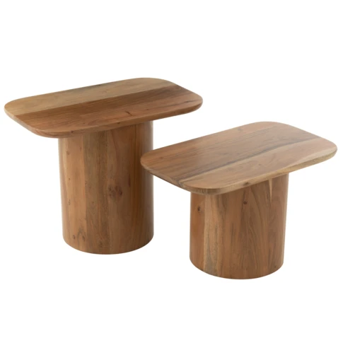 Conjunto de 2 mesas de centro de madera de acacia