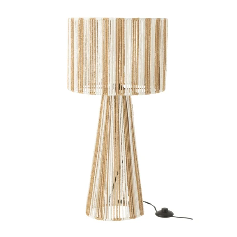 Lampe salon en cordes rayées 36 x 36 x 69 cm Blanc