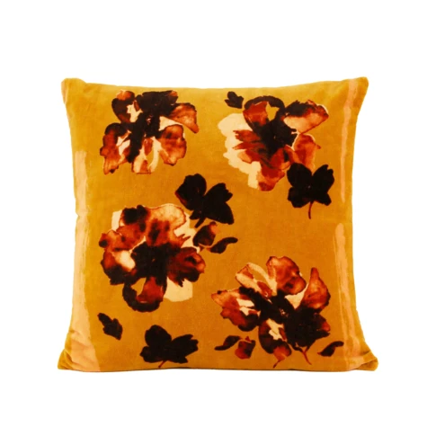 Coussin floral en velours
