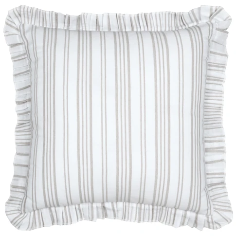 Coussin décoratif à rayures verticales 50 x 50 cm ECRU