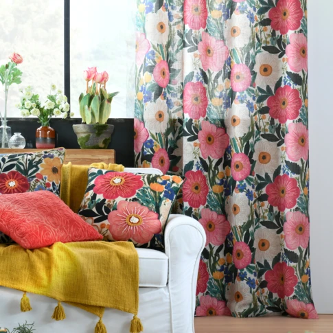 Rideau à oeillets tamisant floral  135 x 260 cm MULTICOLORE