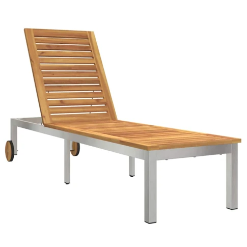 Transat de jardin en bois 205 x 55 x 100 cm Marron Brun