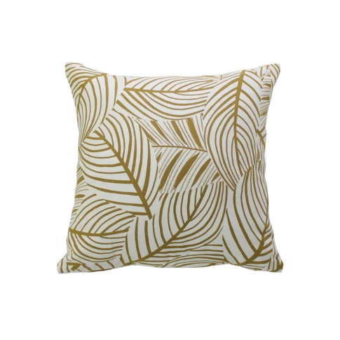 Coussin décoratif feuillage graphique en coton recyclé 40 x 40 cm Bronze