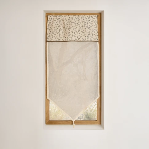 Vitrage coton à parement végétal et bas pointe