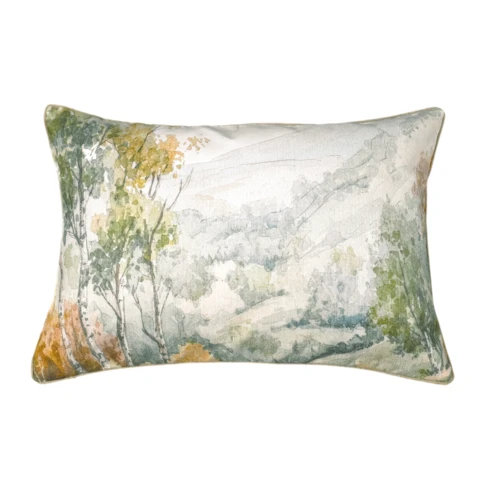 Coussin motif aquarelle forêt