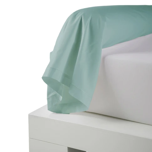 Taie de traversin percale de coton piquée unie 86 x 140 cm Turquoise
