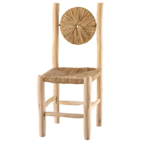 Chaise bois dossier rond 40 x 40 x 95 cm Naturel