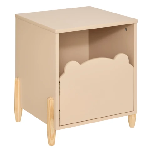 Table de chevet enfant forme ourson avec porte de rangement 36 x 33 x 40 cm Marron Clair