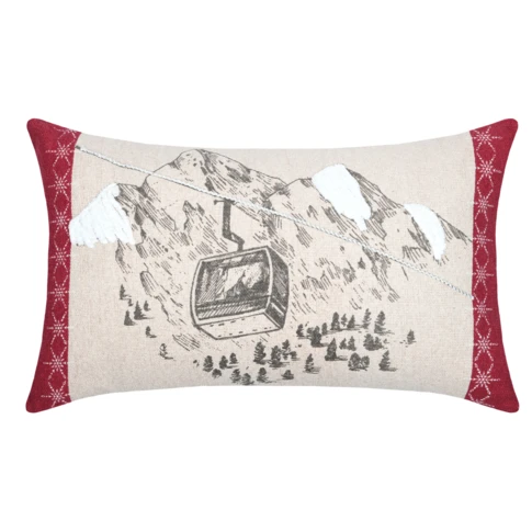 Coussin déco montagne télécabine 30 x 50 cm NATUREL